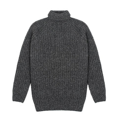 Sunspel Womens Chunky Roll Neck Jumper Black / Grey Twist - Parasol Store