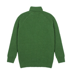 Sunspel Womens Chunky Roll Neck Jumper Bright Green - Parasol Store