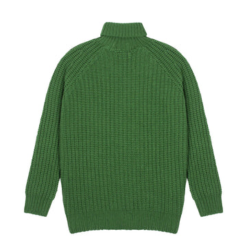 Sunspel Womens Chunky Roll Neck Jumper Bright Green