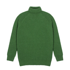 Sunspel Womens Chunky Roll Neck Jumper Bright Green - Parasol Store