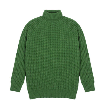 Sunspel Womens Chunky Roll Neck Jumper Bright Green