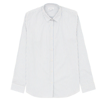 Sunspel Womens Classic Shirt Blue/Ecru Stripe - Parasol Store