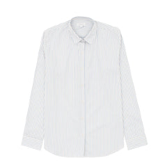 Sunspel Womens Classic Shirt Blue/Ecru Stripe - Parasol Store