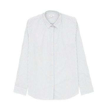 Sunspel Womens Classic Shirt Blue/Ecru Stripe