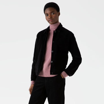 Sunspel Womens Corduroy Boxy Jacket Black - Parasol Store