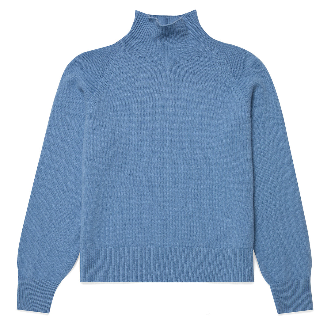 Sunspel Womens Funnel Neck Jumper Cornflower - Parasol Store