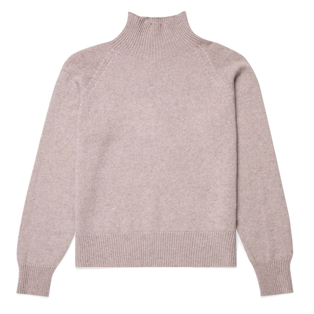 Sunspel Womens Funnel Neck Jumper Pale Pink Twist - Parasol Store