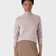 Sunspel Womens Funnel Neck Jumper Pale Pink Twist - Parasol Store