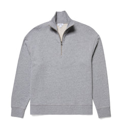 Sunspel Womens Half Zip Loopback Sweatshirt Grey Melange - Parasol Store
