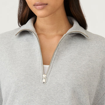 Sunspel Womens Half Zip Loopback Sweatshirt Grey Melange - Parasol Store