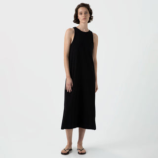 Sunspel Womens Jersey Midi Dress Black - Parasol Store