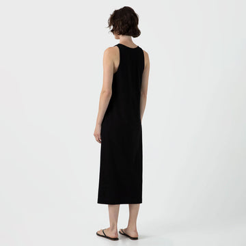 Sunspel Womens Jersey Midi Dress Black - Parasol Store
