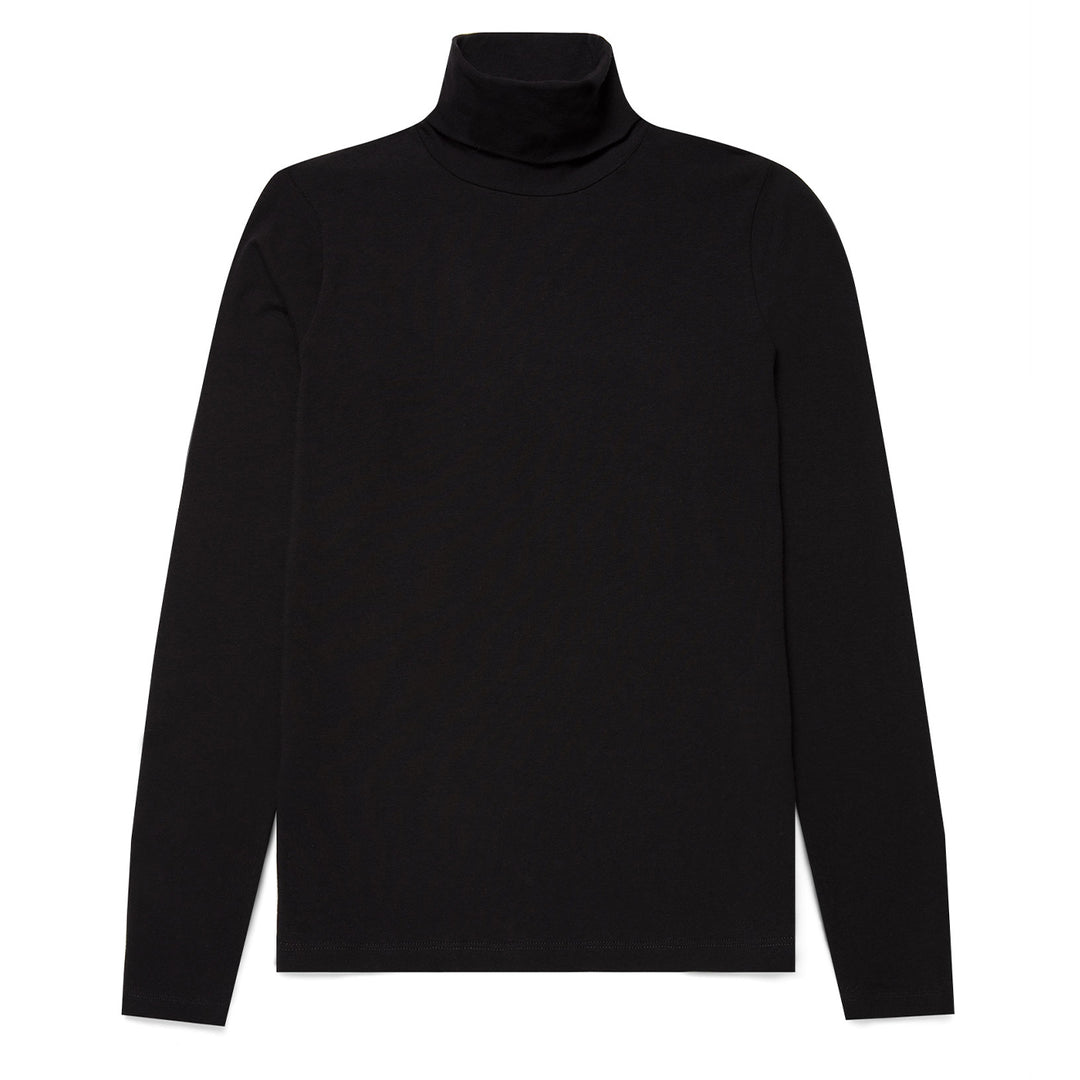 Sunspel Womens L/S Roll Neck Top Black - Parasol Store