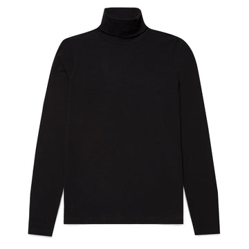 Sunspel Womens L/S Roll Neck Top Black - Parasol Store