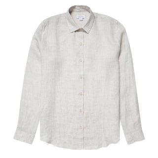 Sunspel Womens L/S Shirt Oatmeal Melange Linen Sunspel