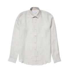 Sunspel Womens L/S Shirt Oatmeal Melange Linen - Parasol Store
