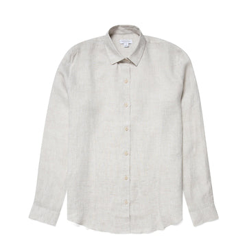 Sunspel Womens L/S Shirt Oatmeal Melange Linen