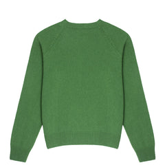 Sunspel Womens Lambswool Crew Neck Jumper Bright Green - Parasol Store
