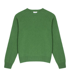 Sunspel Womens Lambswool Crew Neck Jumper Bright Green - Parasol Store
