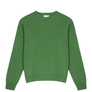 Sunspel Womens Lambswool Crew Neck Jumper Bright Green - Parasol Store