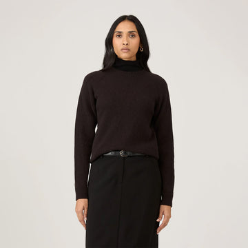 Sunspel Womens Lambswool Crew Truffle