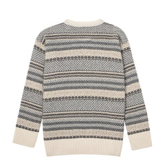 Sunspel Womens Lambswool Fairisle Jumper Ecru / Camel / Charcoal Fairisle - Parasol Store