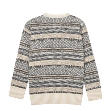 Sunspel Womens Lambswool Fairisle Jumper Ecru / Camel / Charcoal Fairisle