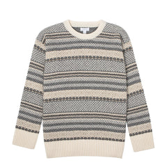 Sunspel Womens Lambswool Fairisle Jumper Ecru / Camel / Charcoal Fairisle - Parasol Store