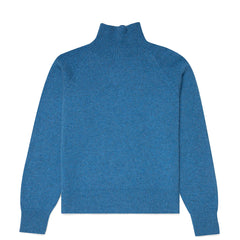 Sunspel Womens Lambswool Funnel Neck Jumper Blue Jean - Parasol Store