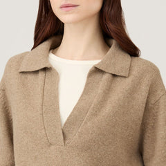Sunspel Womens Lambswool Polo Mink - Parasol Store