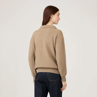 Sunspel Womens Lambswool Polo Mink - Parasol Store