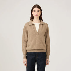 Sunspel Womens Lambswool Polo Mink - Parasol Store