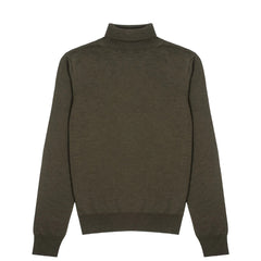 Sunspel Womens Merino Silk Roll Neck Sweater Dark Moss - Parasol Store