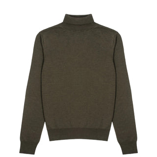 Sunspel Womens Merino Silk Roll Neck Sweater Dark Moss - Parasol Store