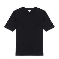 Sunspel Womens Mid Sleeve T-Shirt Black - Parasol Store