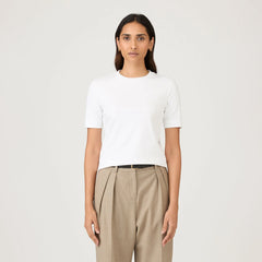 Sunspel Womens Mid Sleeve T-Shirt White - Parasol Store
