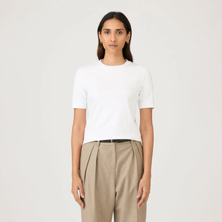 Sunspel Womens Mid Sleeve T-Shirt White - Parasol Store