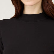 Sunspel Womens Mock Neck L/S Top Black - Parasol Store