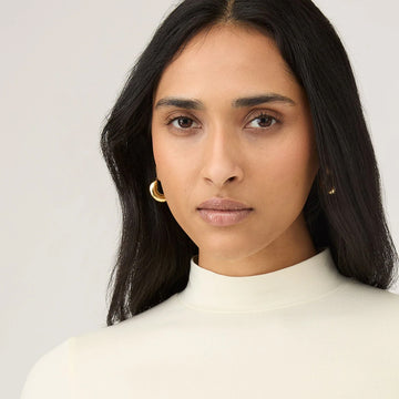 Sunspel Womens Mock Neck L/S Top Ecru - Parasol Store