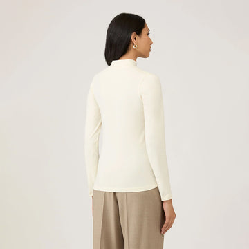 Sunspel Womens Mock Neck L/S Top Ecru - Parasol Store