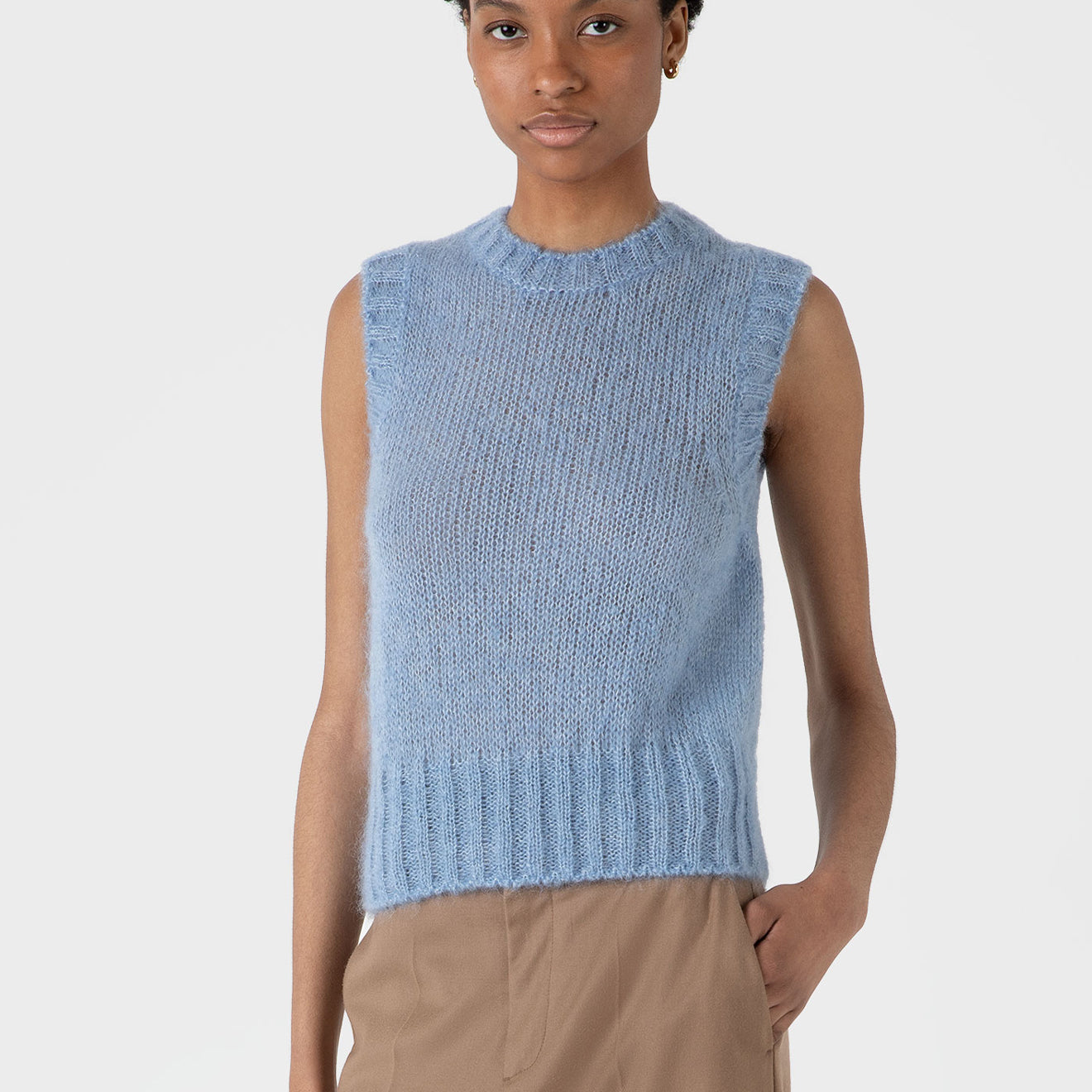 Sunspel Womens Mohair Vest Cornflower - Parasol Store