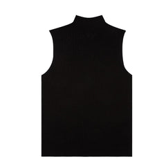 Sunspel Womens Mulberry Silk Rib Vest Jumper Black - Parasol Store