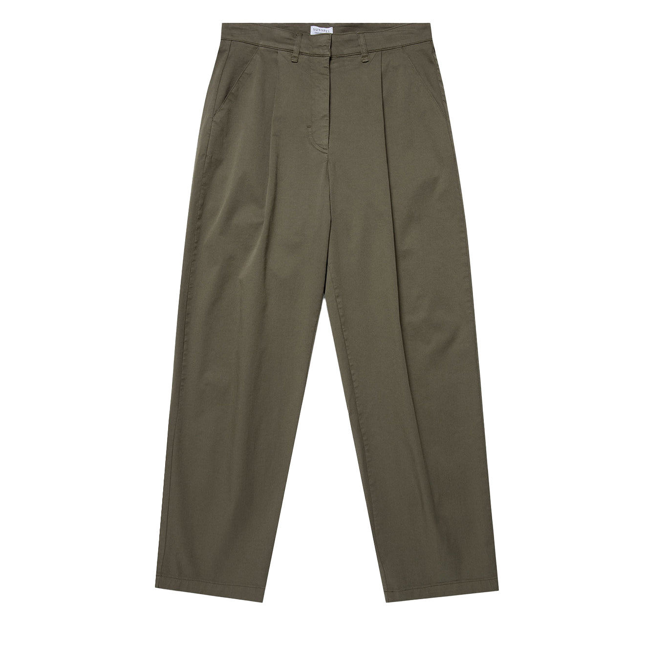 Sunspel Womens Pleated Chino Pale Khaki - Parasol Store
