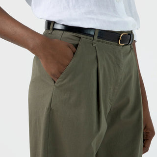 Sunspel Womens Pleated Chino Pale Khaki - Parasol Store