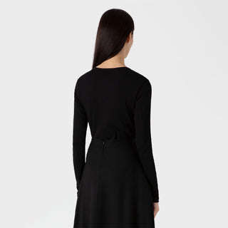 Sunspel Womens Rib Henley Black - Parasol Store
