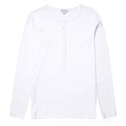 Sunspel Womens Rib Henley White - Parasol Store