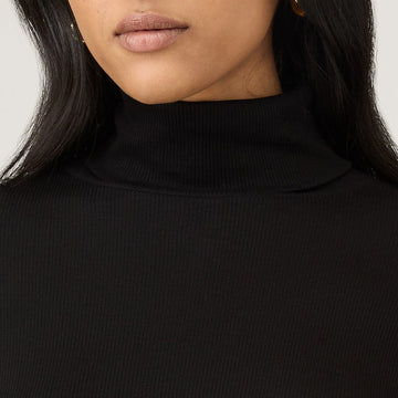 Sunspel Womens Rib L/S Roll Neck Black