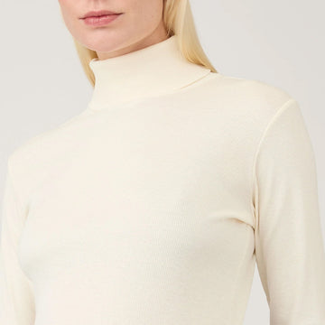 Sunspel Womens Rib L/S Roll Neck Ecru