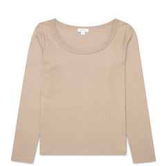 Sunspel Womens Rib L/S Scoop Neck Mink - Parasol Store