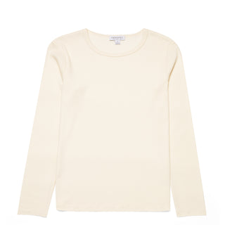Sunspel Womens Rib L/S T-Shirt Ecru - Parasol Store